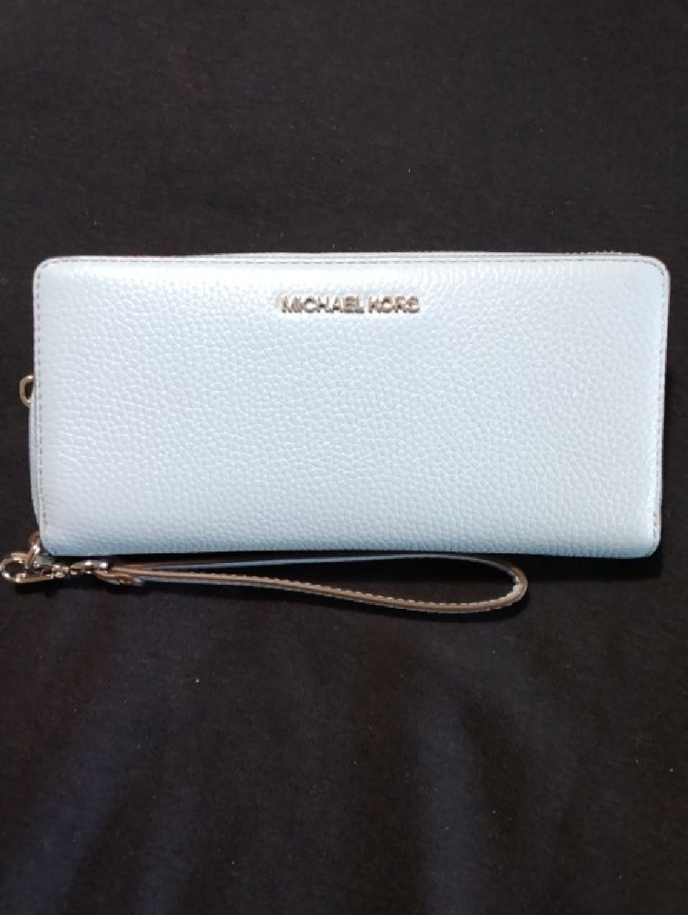 Michael Kors NWT Jet Set Travel Light Blue Pebbled Leather Wristlet Wallet , $65